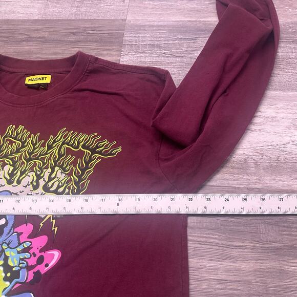 Market Smiley Alchemist Reaper Red Mens L Long Sleeve Graphic Streetwear T-Shirt - Picture 6 of 8